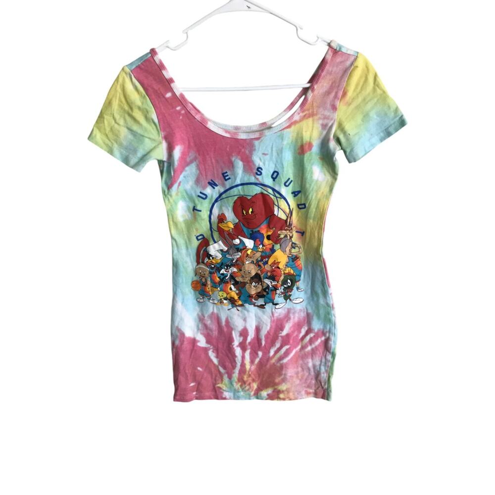 Space Jam T Shirt Juniors S Looney Tunes Squad Multicolor Tie-Dye Graphic Tee